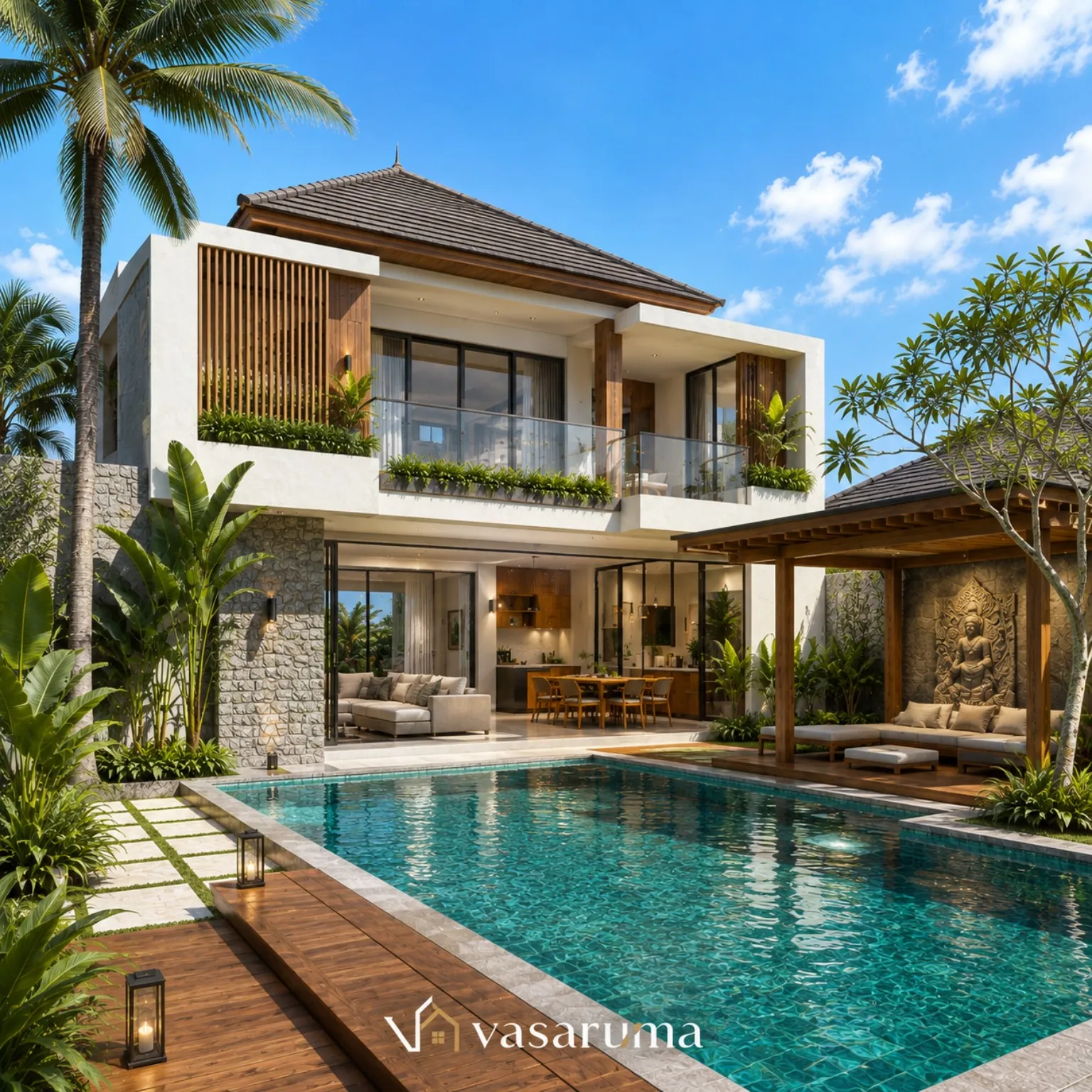 Desain villa tropis modern Bali